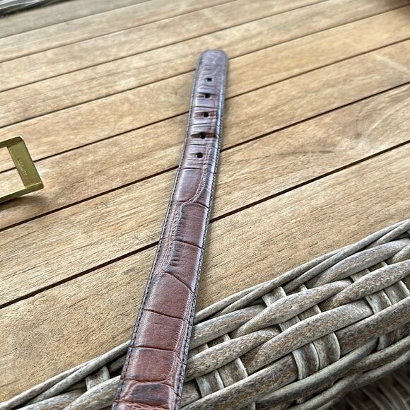 Alligator Brown Mens Leather Belt 48 - Picture 3 of 8